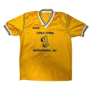 Vintage 90s Score Soccer Jersey Mens Small Yellow Cenla Forms Numeral 8